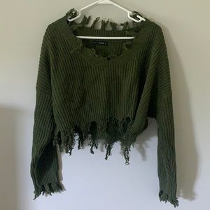Distressed Cropped Sweater